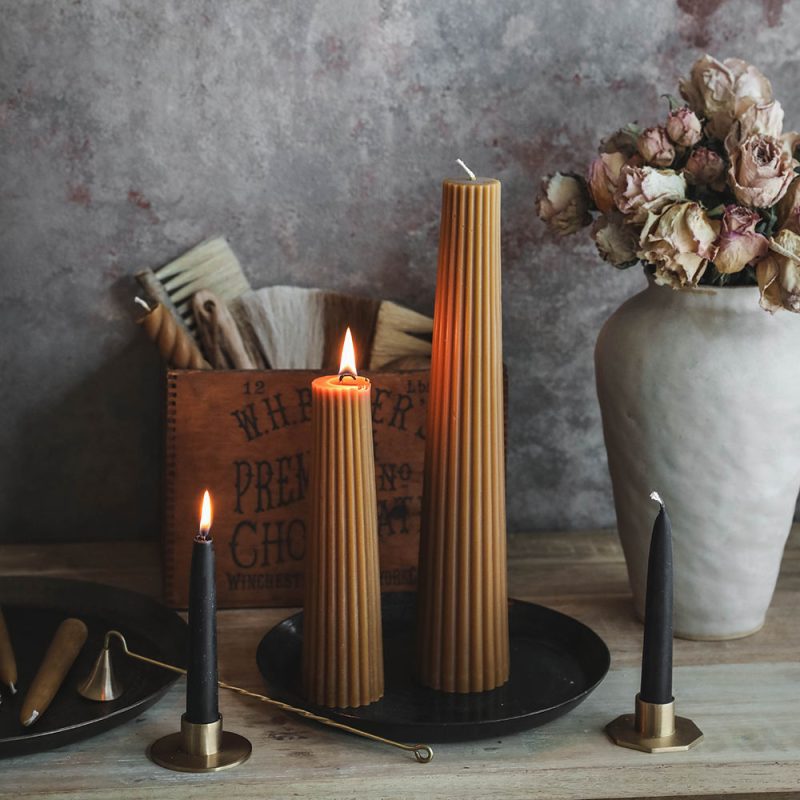 beeswax fluted pillar candle2