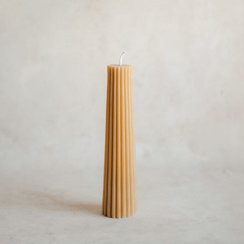 beeswax fluted pillar candle3