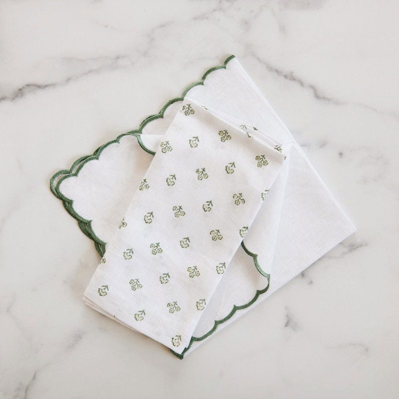 block print napkin set green1