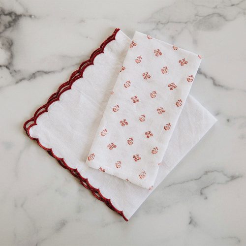 block print napkin set red1