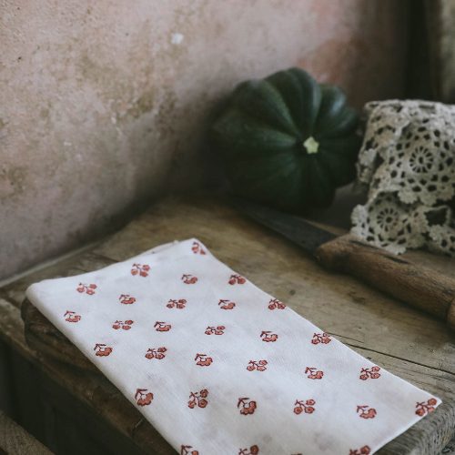 block print napkin set red5