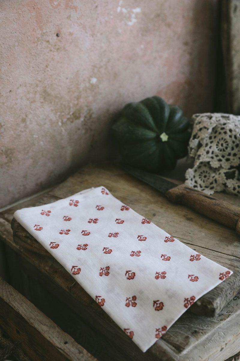 block print napkin set red5