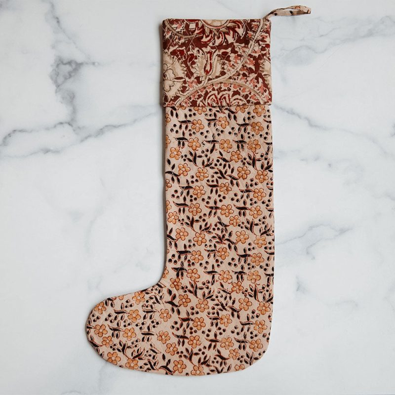 block printed stocking 0592