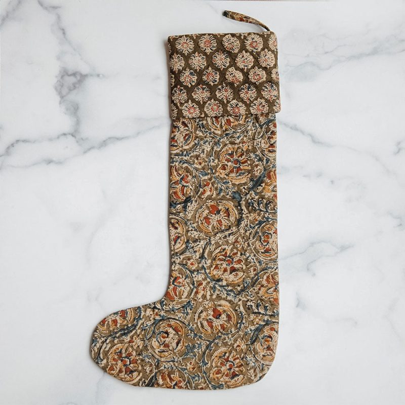 block printed stocking 0594