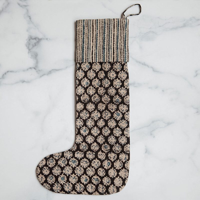 block printed stocking 0595