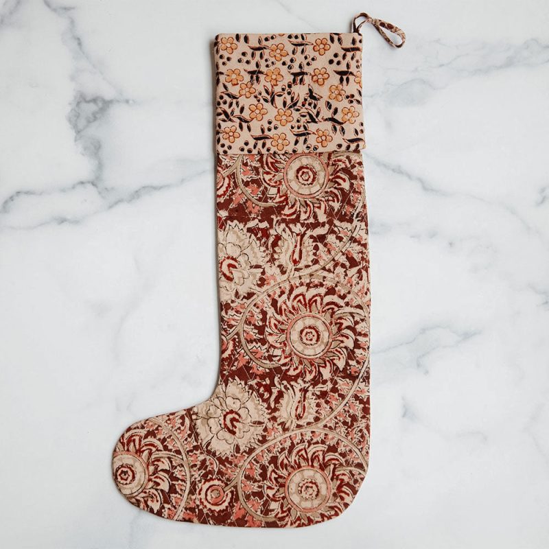 block printed stocking 0596