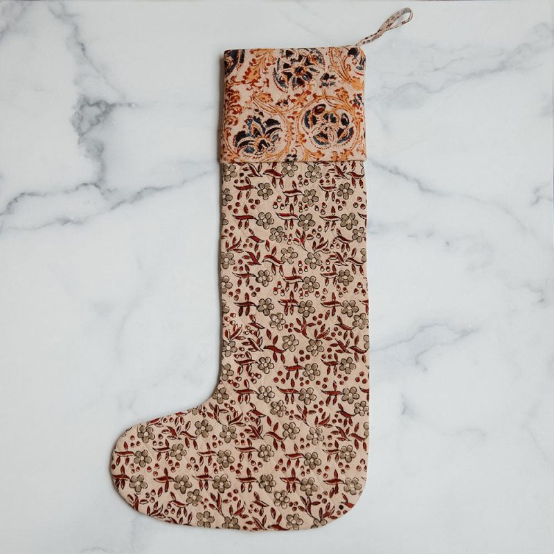 block printed stocking 0598