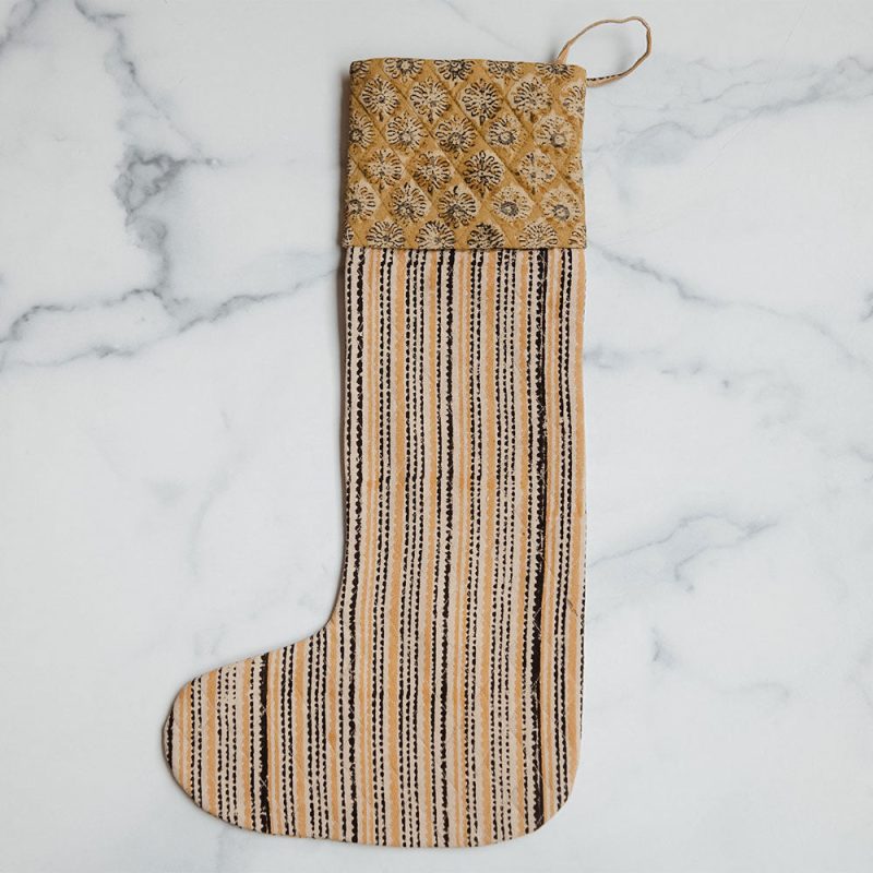 block printed stocking 0599