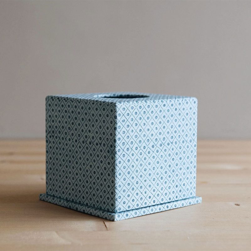 block printed tissue box blue1