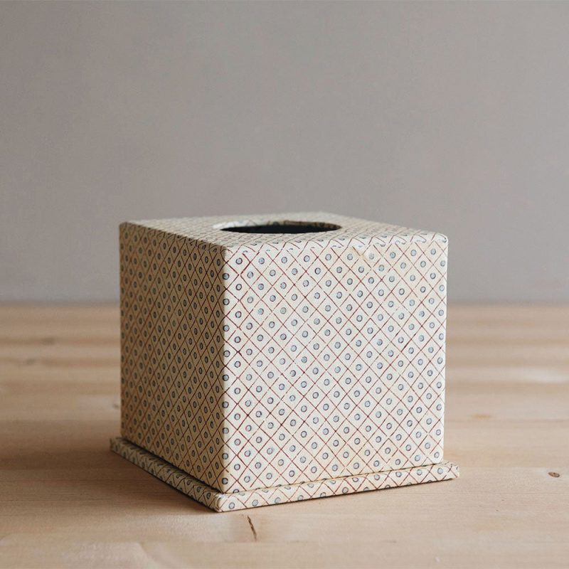 block printed tissue box yellow1