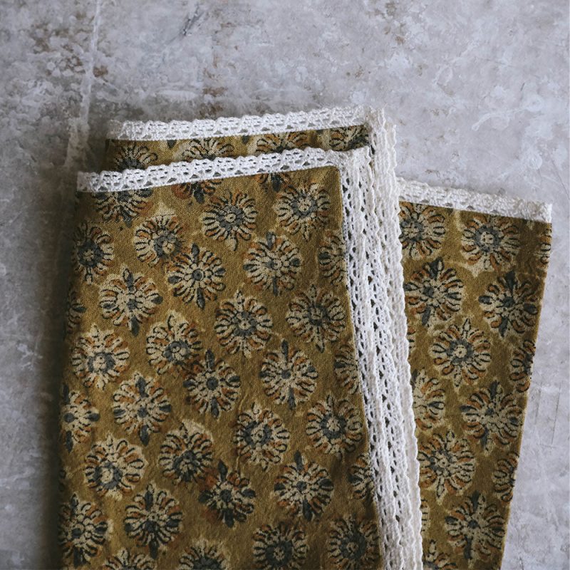 cotton tea towel lace edge