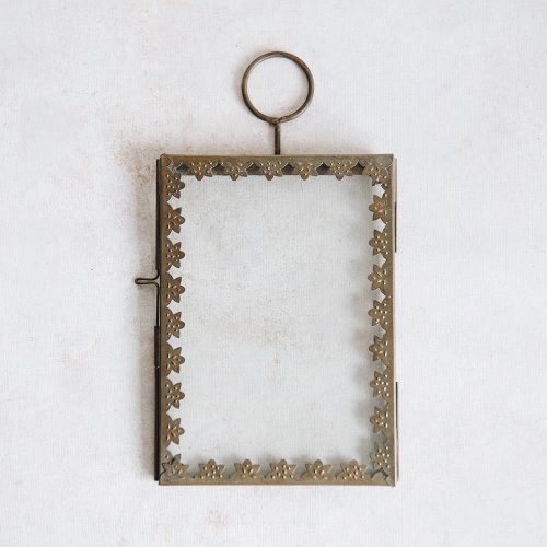 hanging brass and glass frame