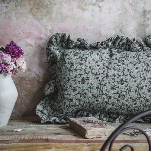 linen floral pillow cover 0232