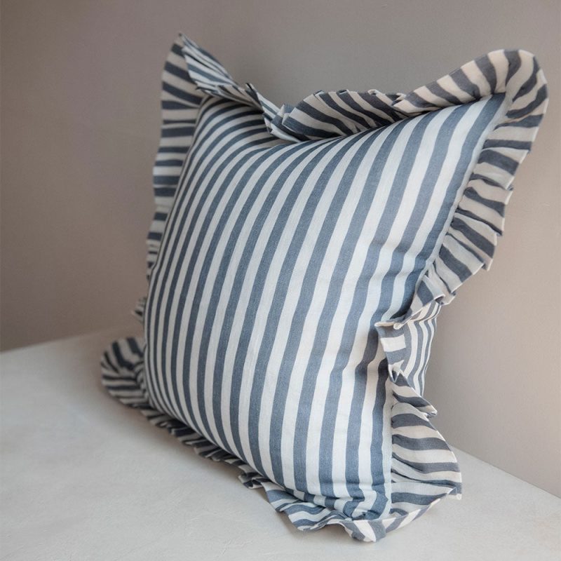 linen pillow cover stone blue stripe1