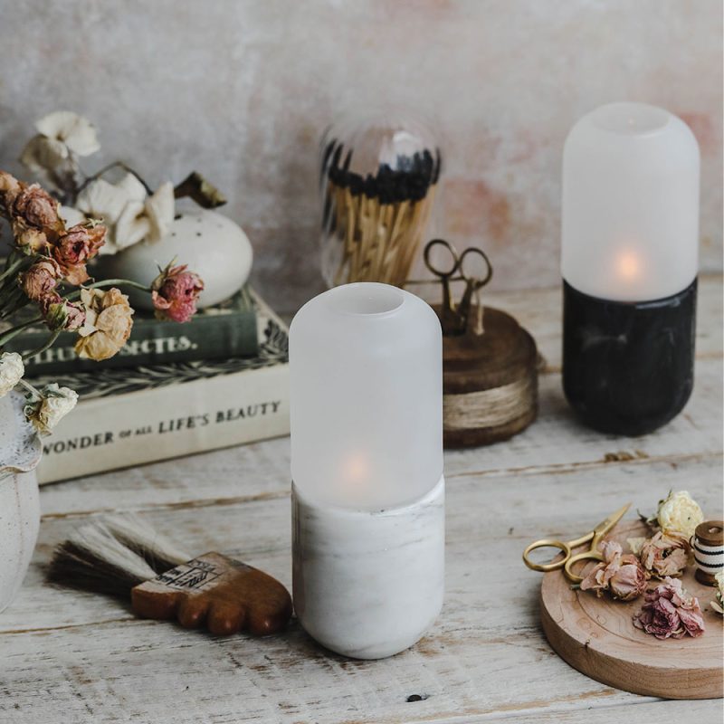 marble frosted glass candle holder1