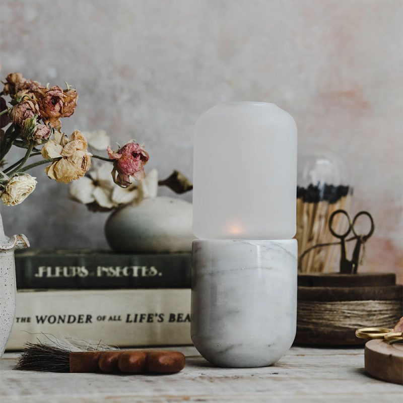 marble frosted glass candle holder5