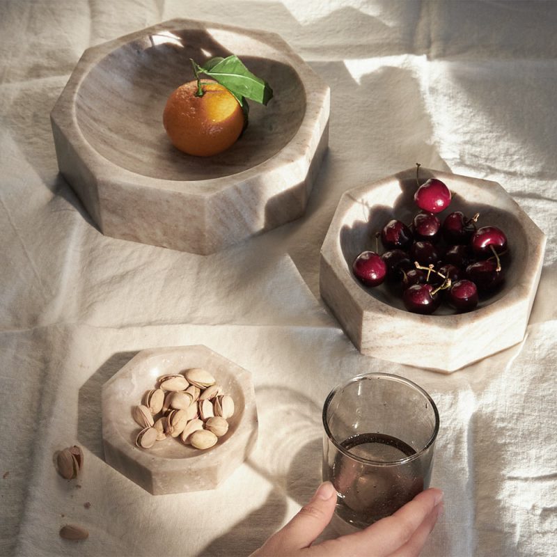 marble octagon bowl beige