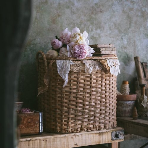 nesting woven reed basket