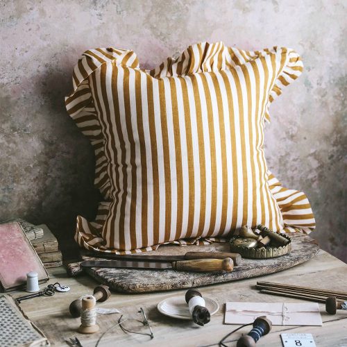 ochre thin striped pillow2