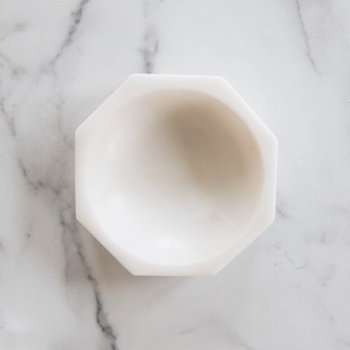 octagon marble bowl white large