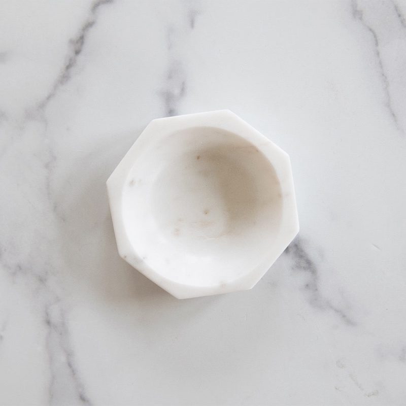 octagon marble bowl white small