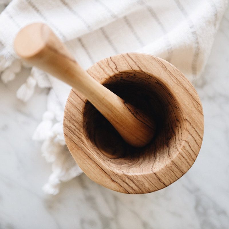 olive wood pestle and mortar