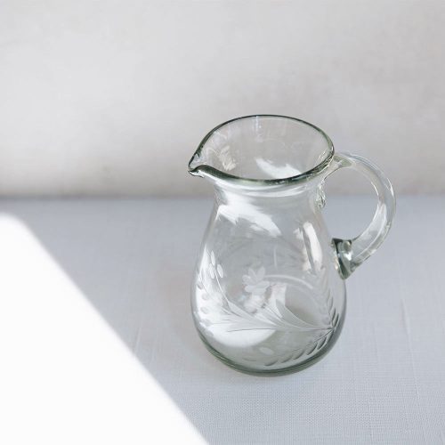 petite etched glass pitcher