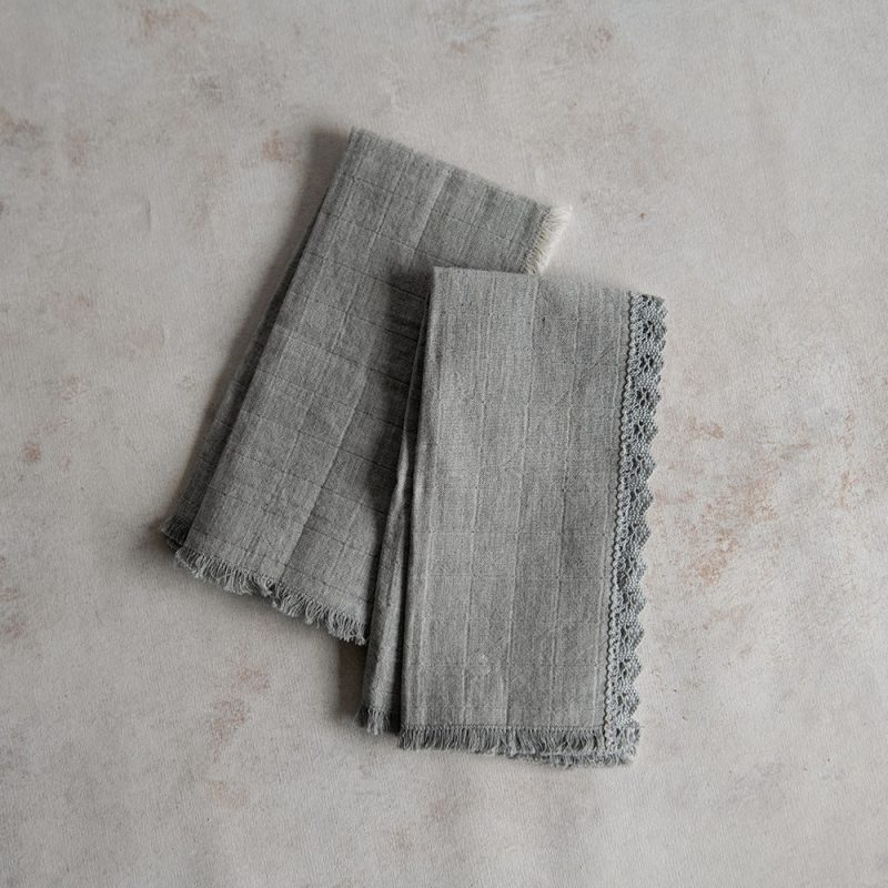 pointelle lace napkins grey