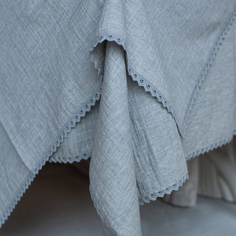 pointelle lace tablecloth grey