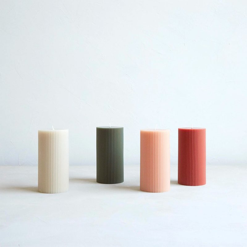 ribbed pillar candle