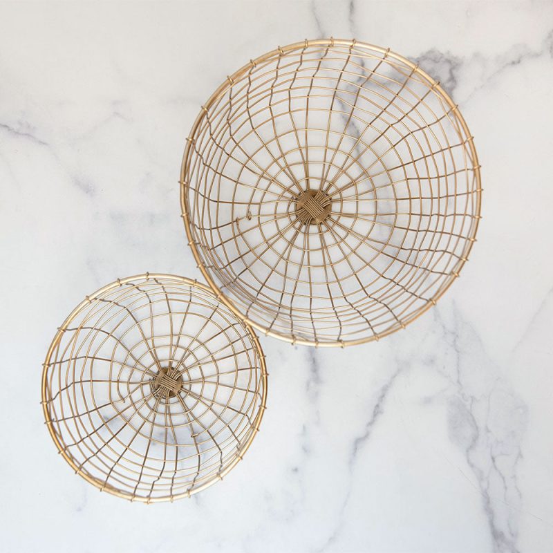 round brass wire baskets