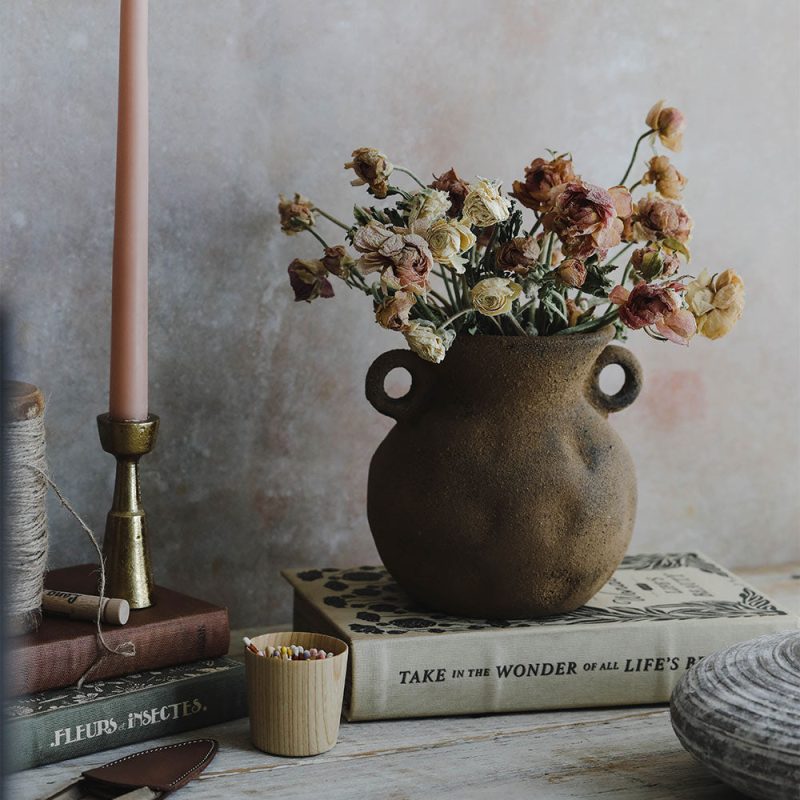 rustic clay vase dark