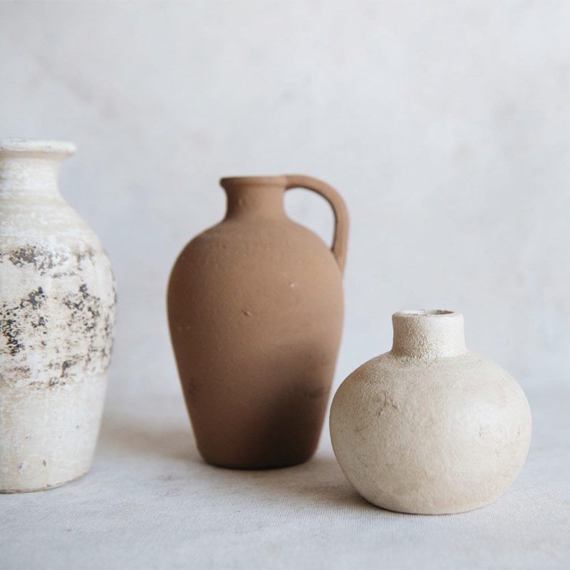 rustic clay vase trio2