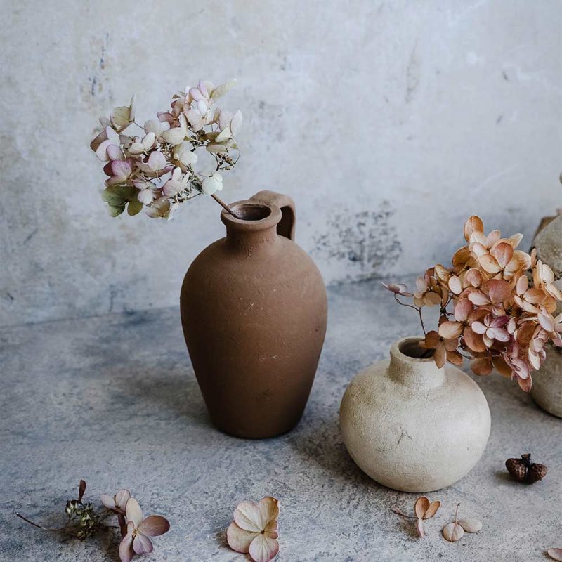 rustic clay vase trio7