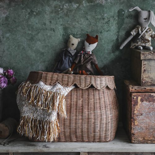 sage scalloped rattan storage basket5