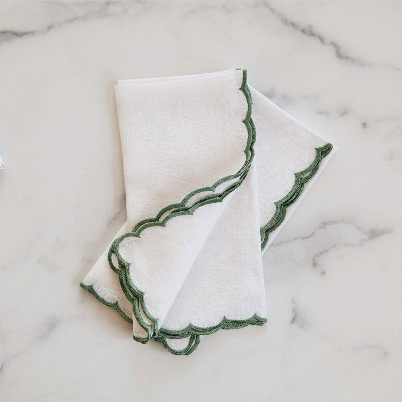 scallop napkin set green