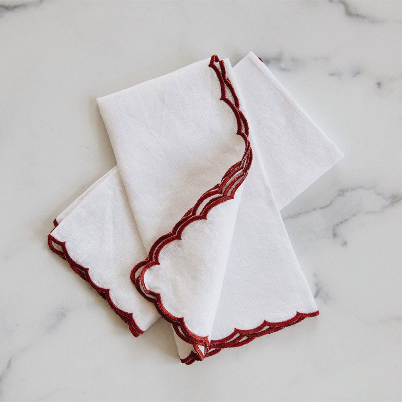 scallop napkin set red2