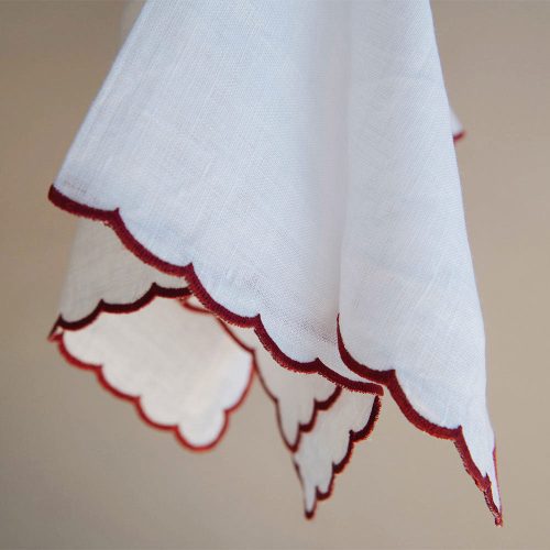 scallop napkin set red4