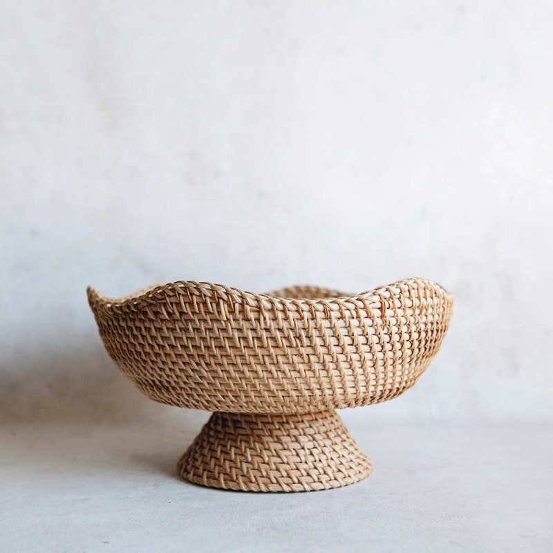 scalloped rattan bowl