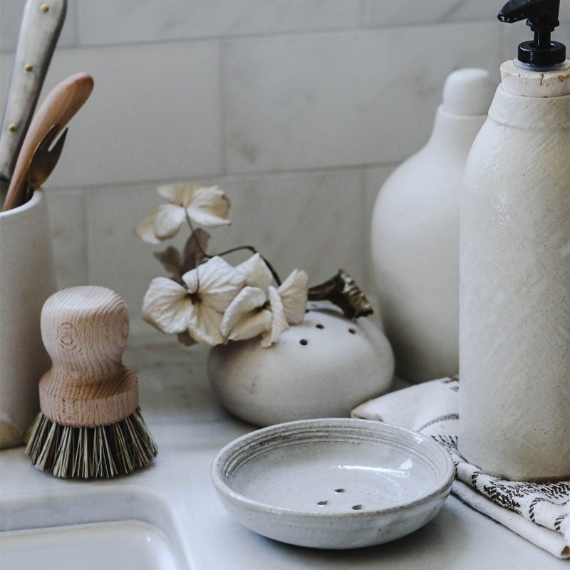 simple ceramic dish brush holder