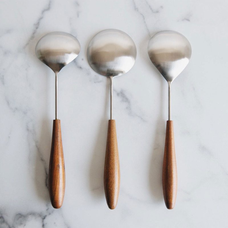 stainless steel and wood serving spoons2