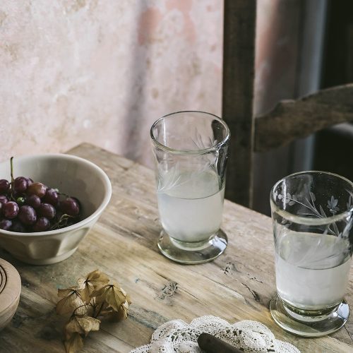 tall etched footed glassware