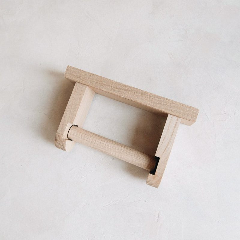 white oak toilet paper holder