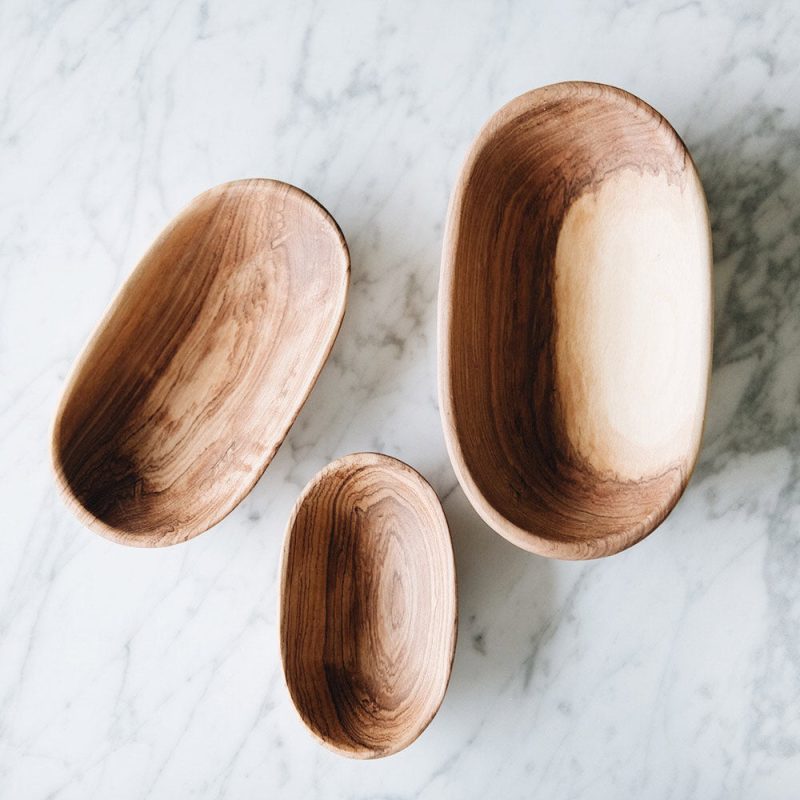 wood oval serving bowls