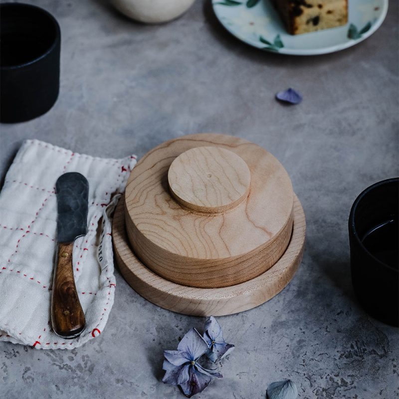 wooden butter dish