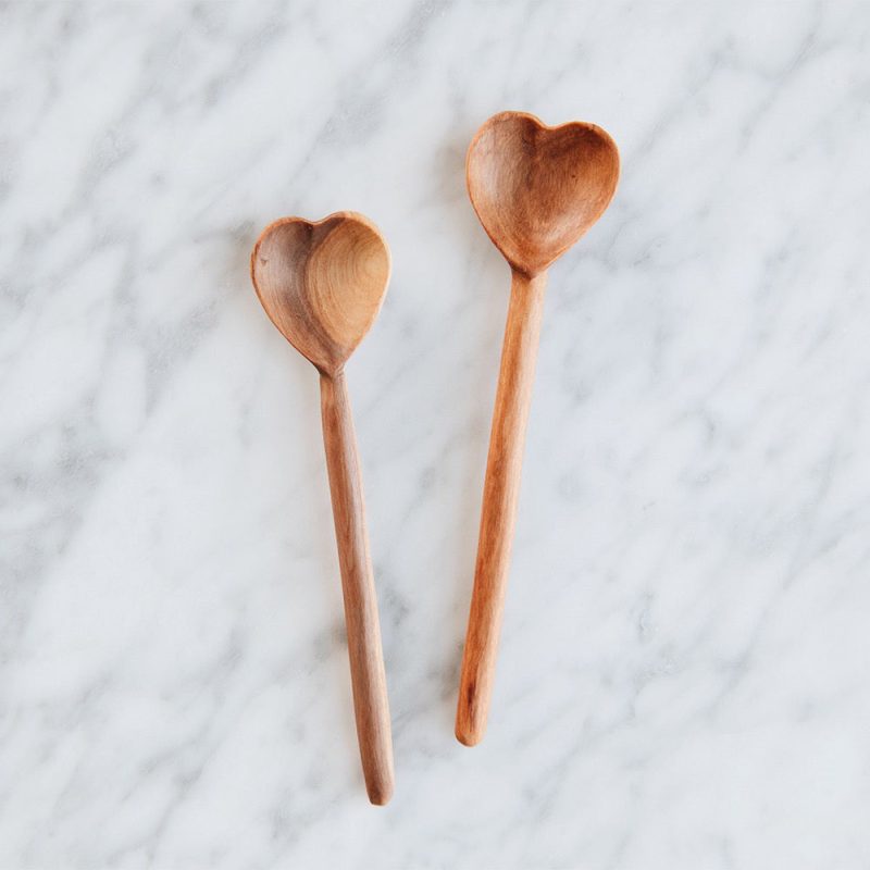 wooden heart spoon set