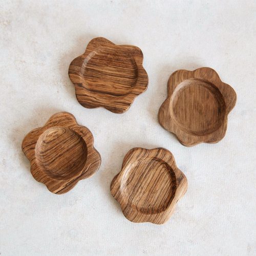 wooden petal coasters