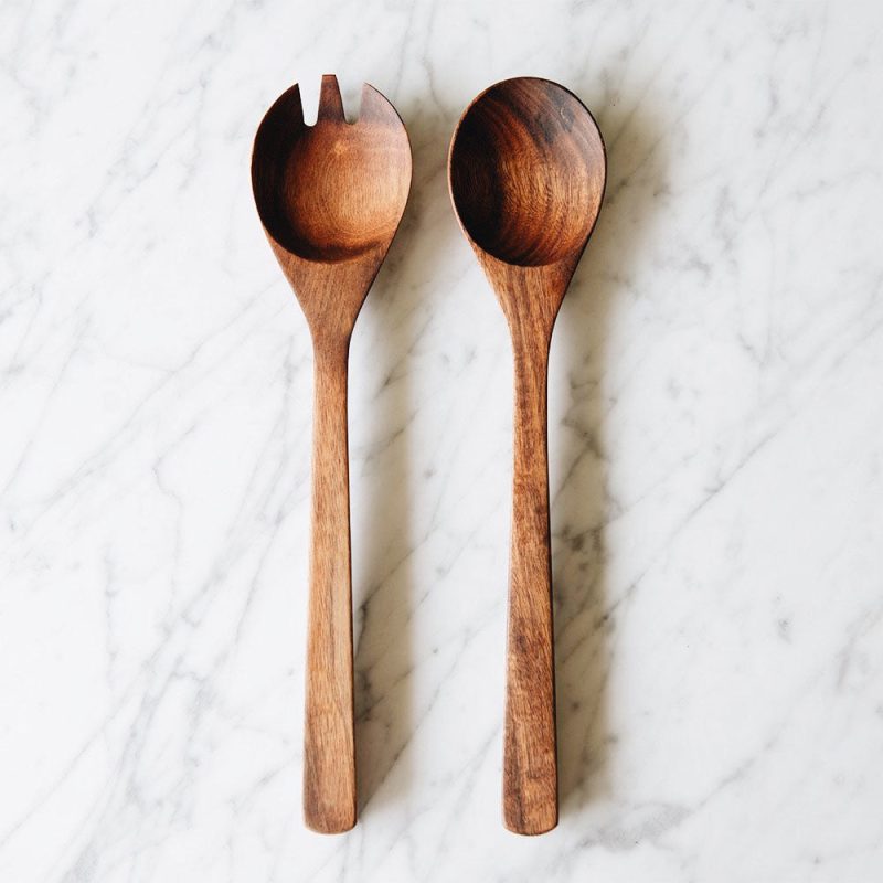 wooden salad server set