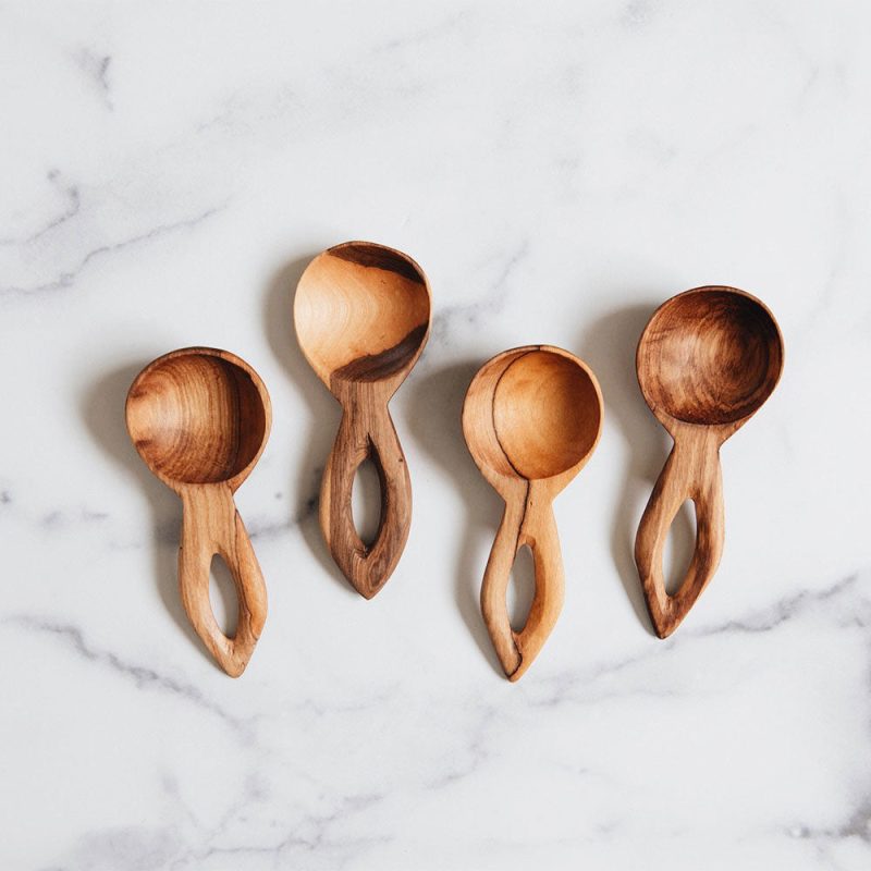 wooden scoop spoons