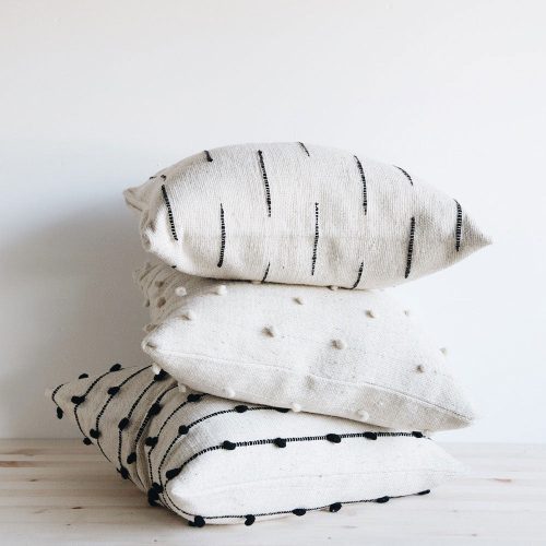 wool pillows stacked